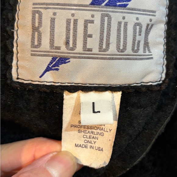 BLUE DUCK Black Shearling Coat Sz L - Picture 5 of 6